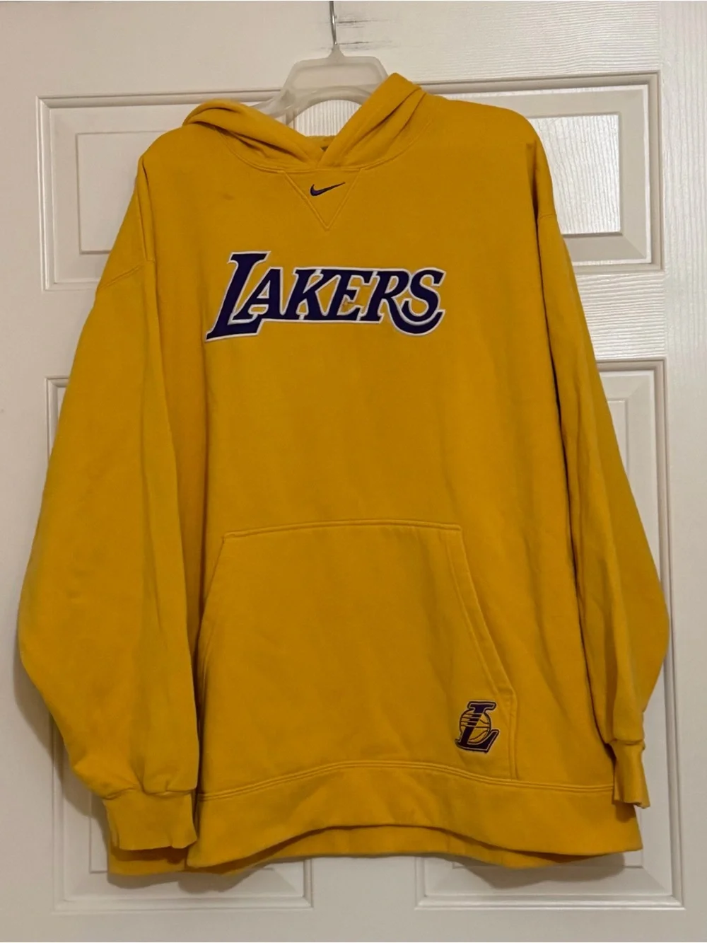 Vintage LA Lakers Los Angeles NBA Nike Center Swoosh Hoodie Sweatshirt Size XXL
